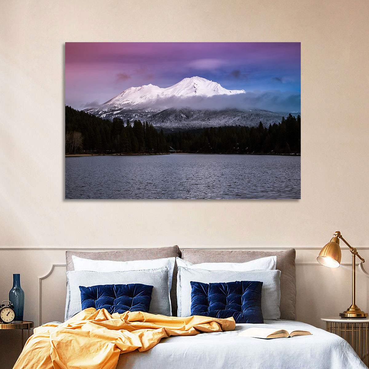 Mount Shasta from Lake Siskiyou Wall Art in a room, landscape