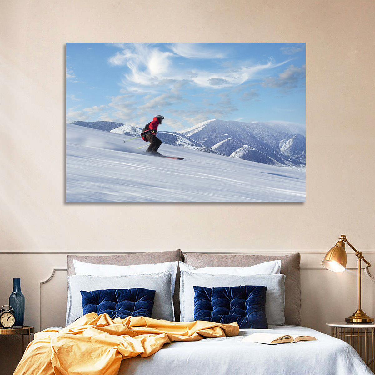 Skier on Snowy Mountain Slope Wall Art