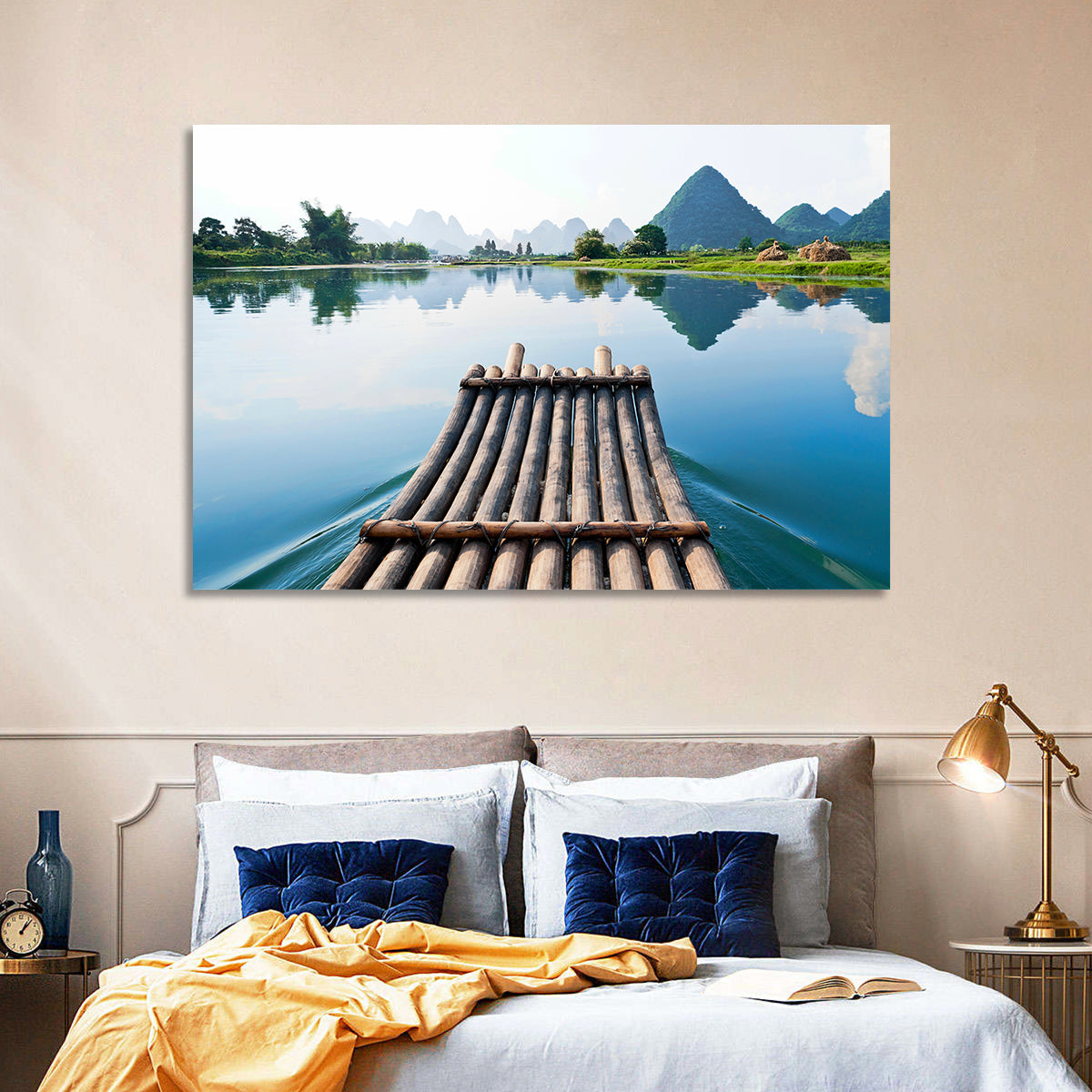 Li River Raft Wall Art