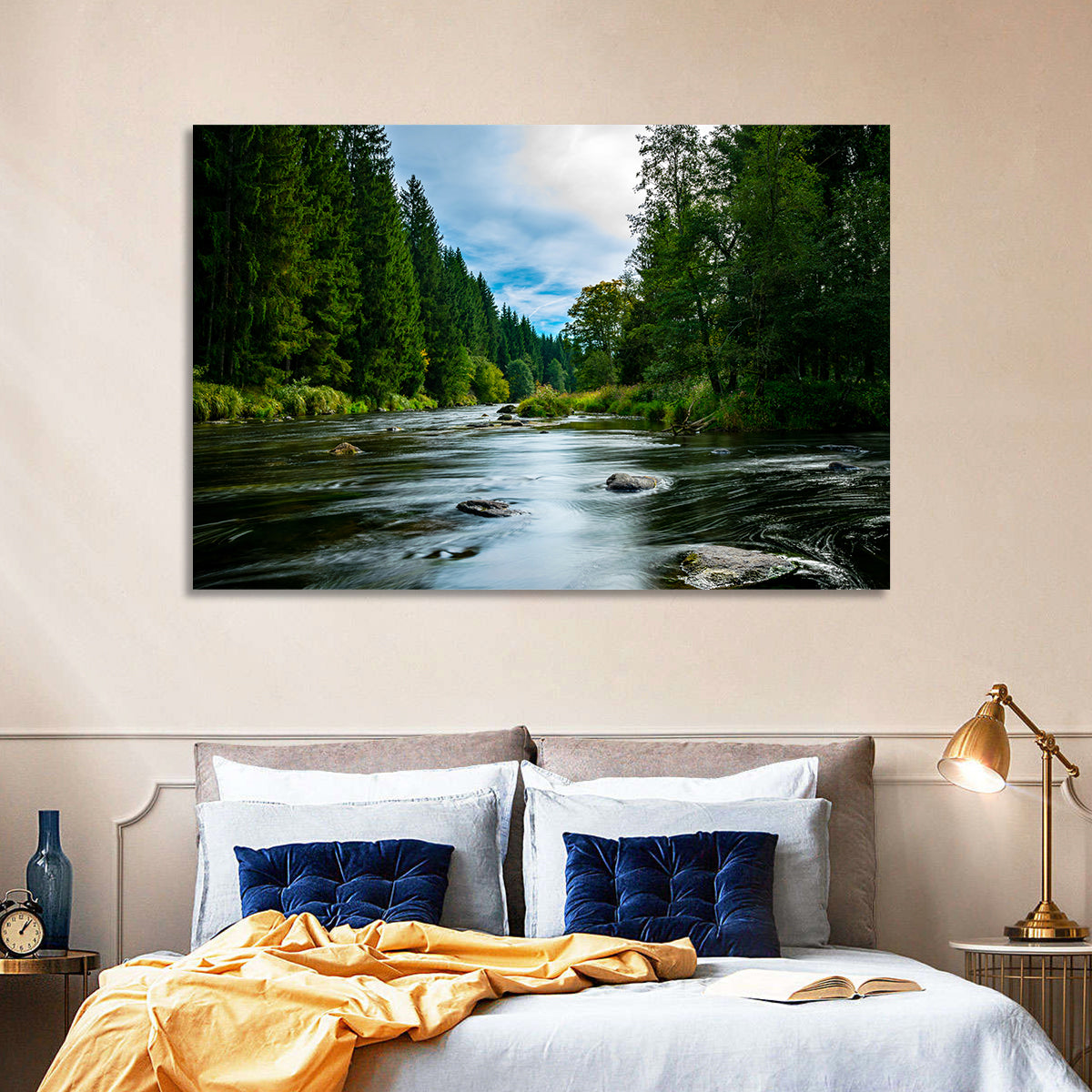 Bavarian Forest River Wall Art in a room, landscape