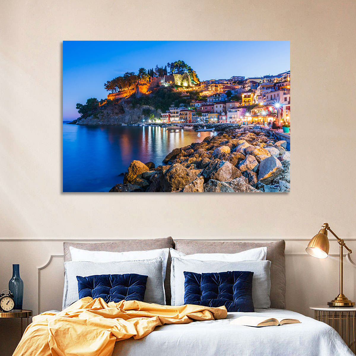 Parga Harbor at Dusk Wall Art