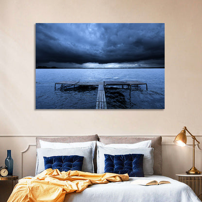 Stormy Lake Pier Wall Art