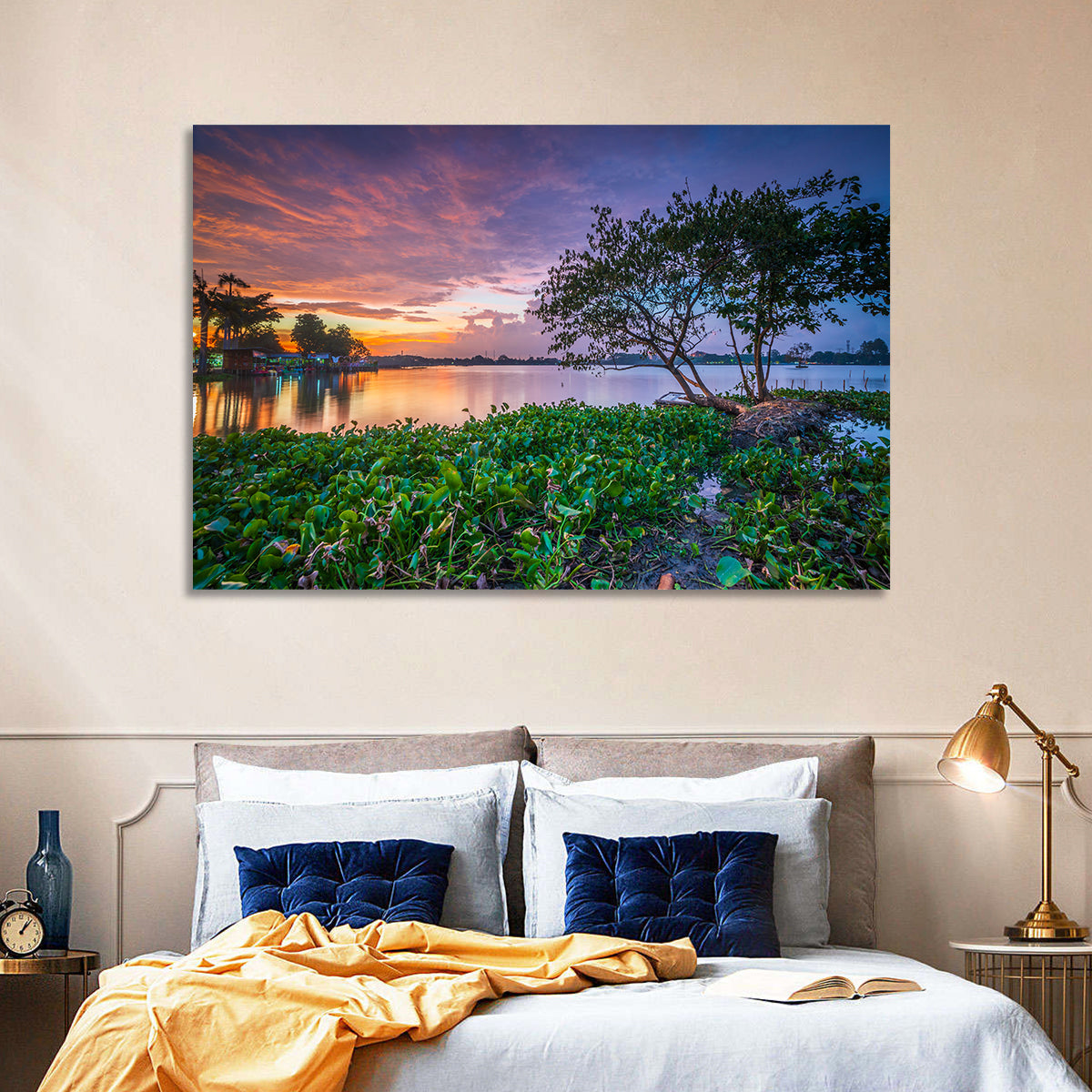 Cipondoh Lake Hyacinth Sunset Wall Art in a room, landscape