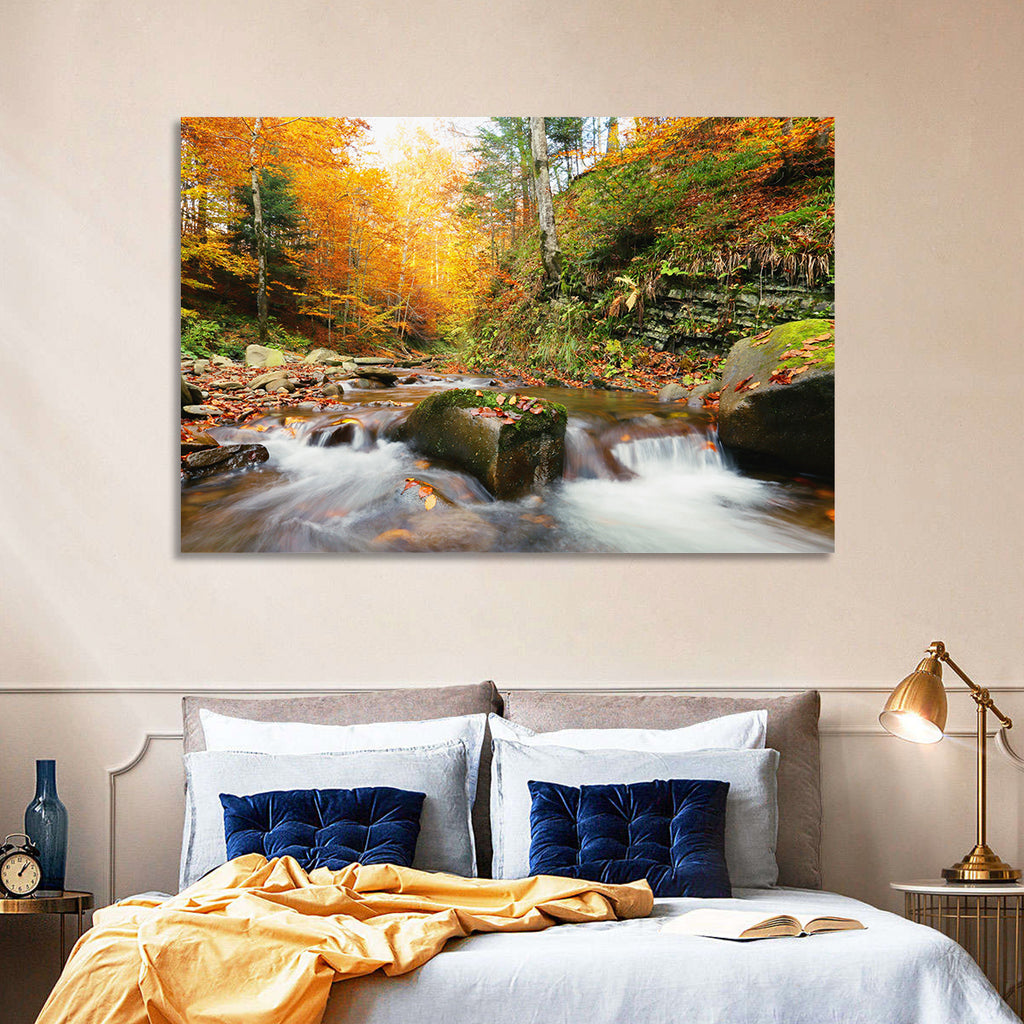 Forest Stream in Autumn Wall Art