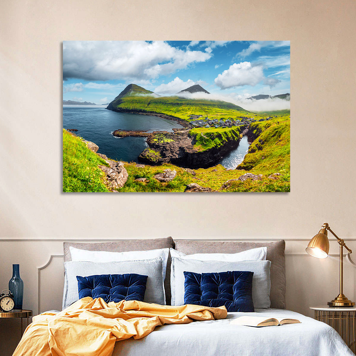 Gjógv Harbor Coastal Village Wall Art