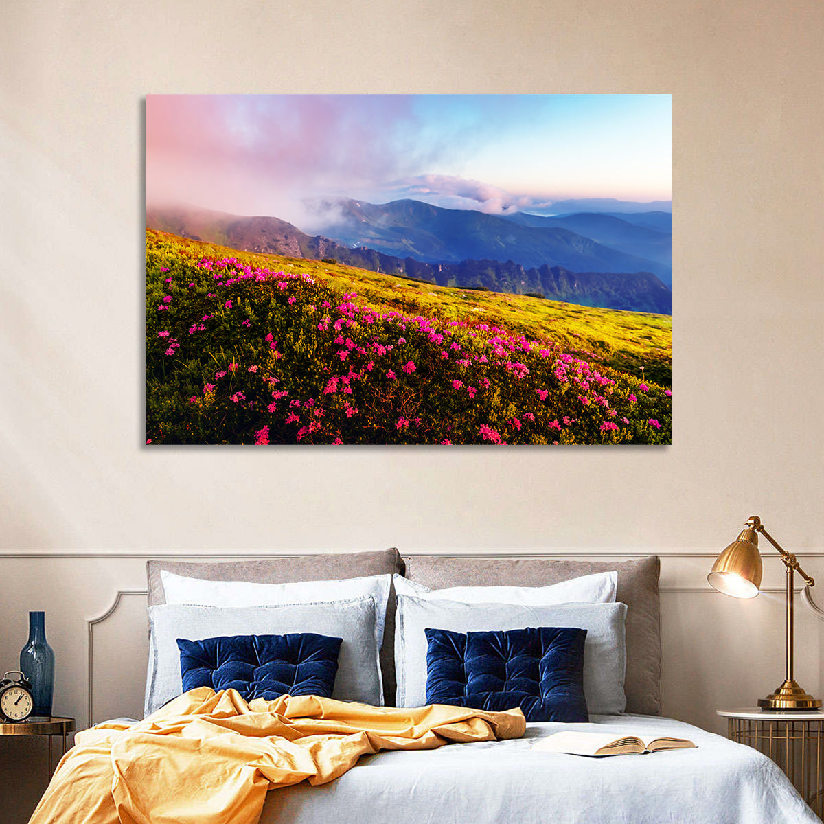 Alpine Rhododendron Meadow at Golden Hour Wall Art