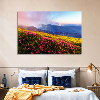 Alpine Rhododendron Meadow at Golden Hour Wall Art