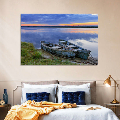 Chained Rowboats at Dusk Wall Art