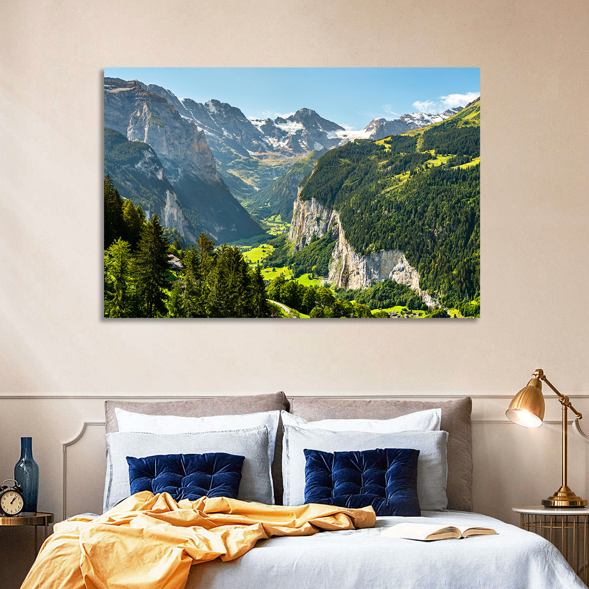 Lauterbrunnen Valley Waterfall View Wall Art