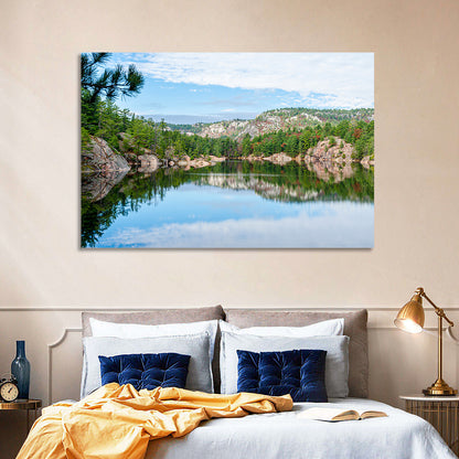 Mirror-quiet Lake and Pines Wall Art