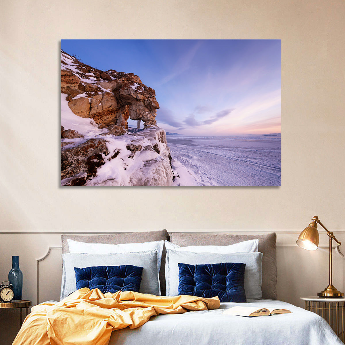 Lake Baikal Rock Arch at Winter Twilight Wall Art