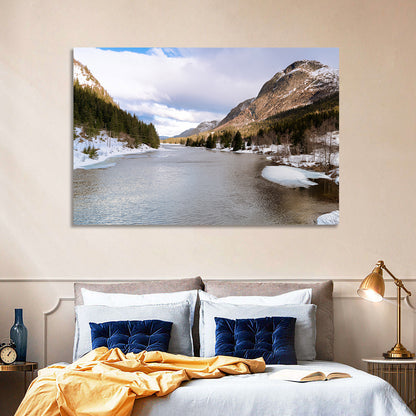 Grungevatn Winter River and Lake Wall Art