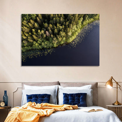 Aerial Lake with Red Boat Wall Art
