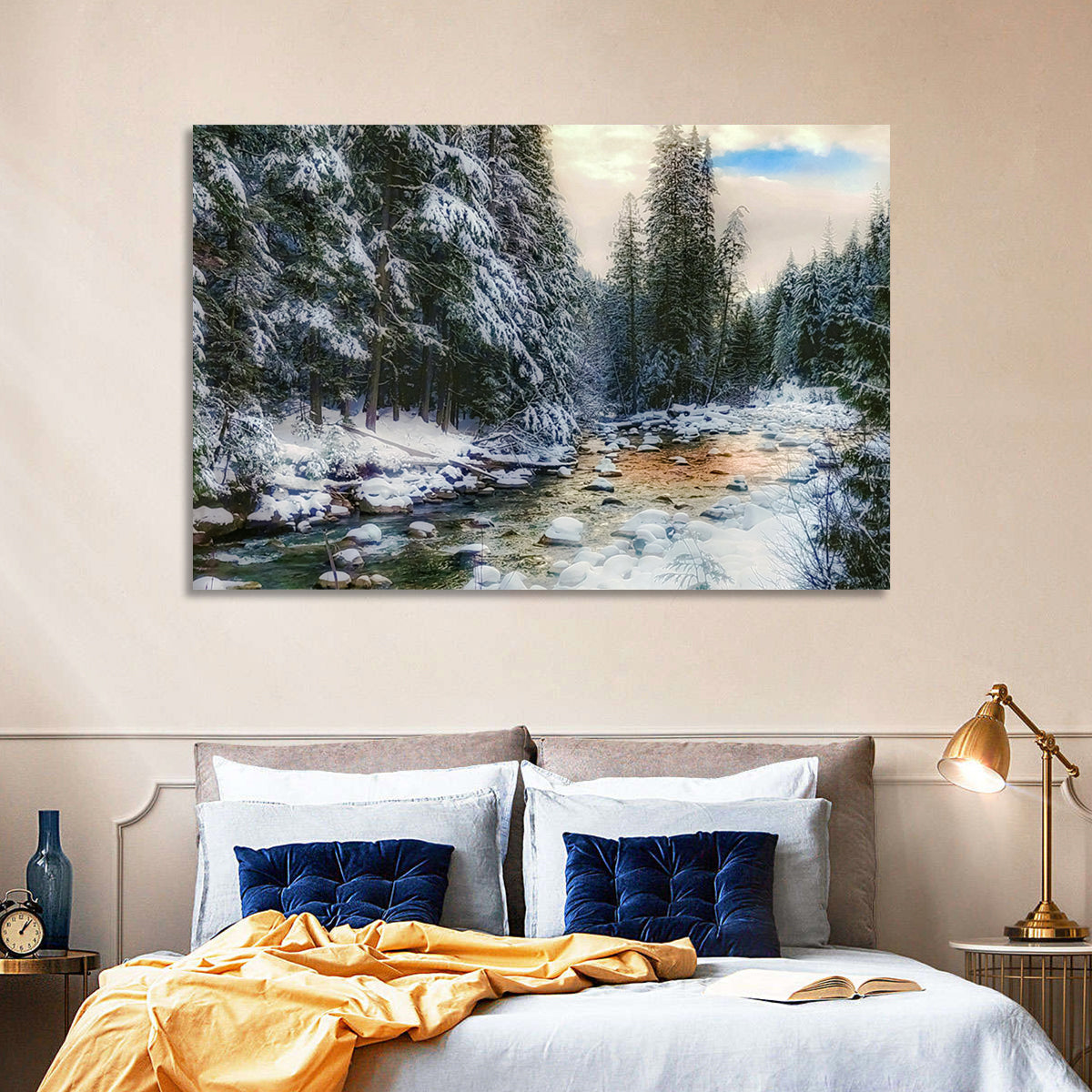 Winter Creek in Snowy Pines Wall Art