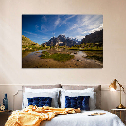 La Meije Alpine Lake and Stone Hut Wall Art