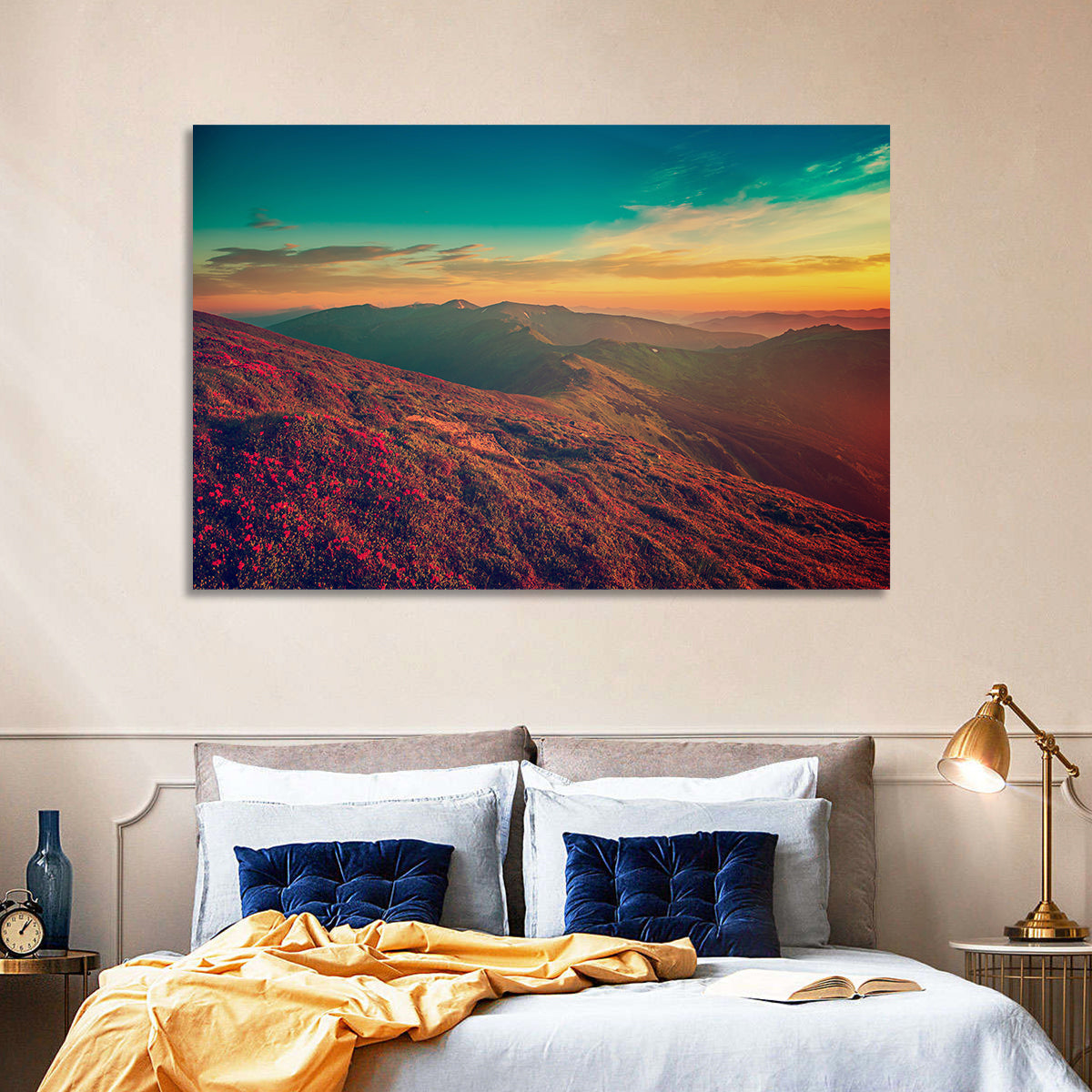 Alpine Rhododendrons at Golden Sunrise Wall Art