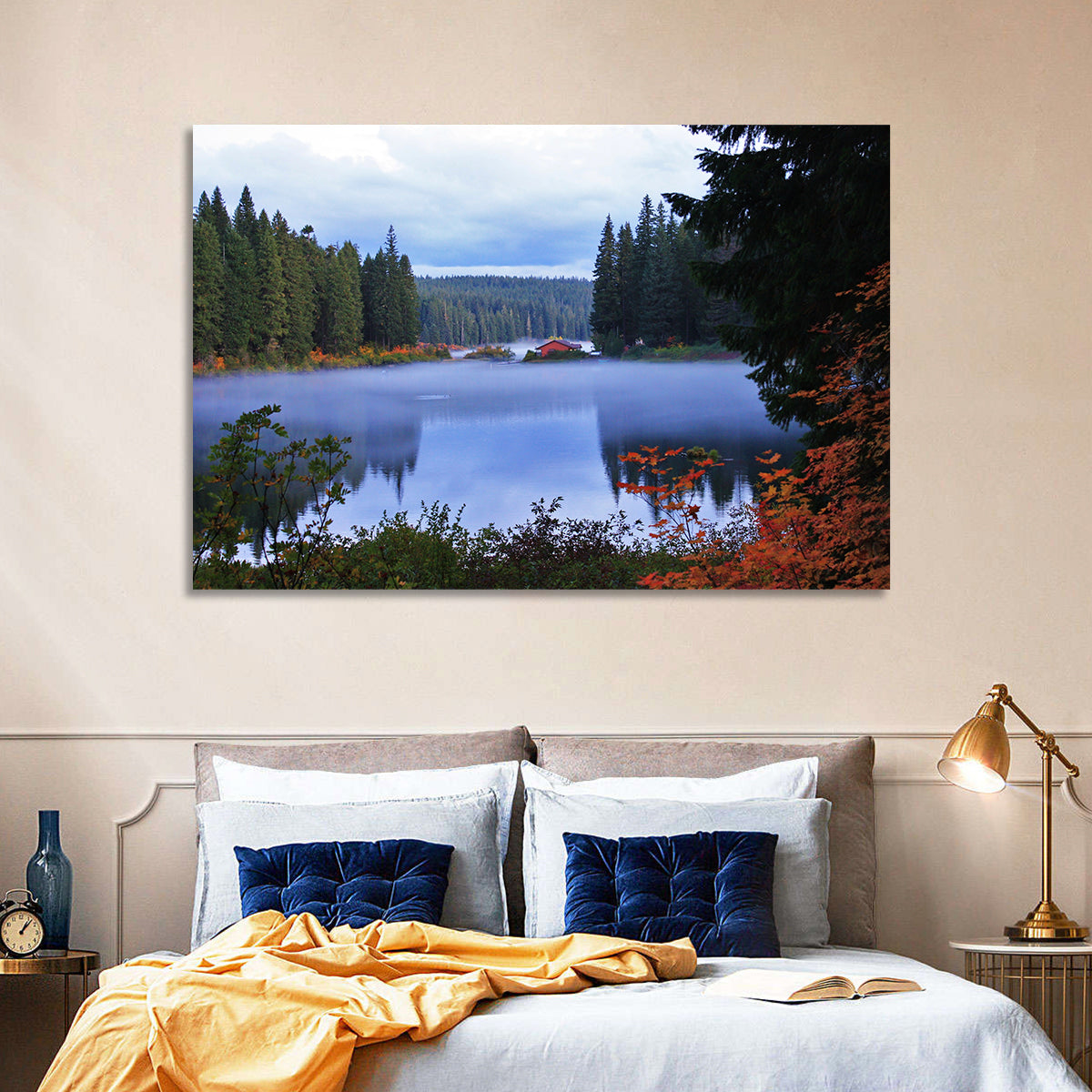 Lynn County Lake Cabin Reflection Wall Art