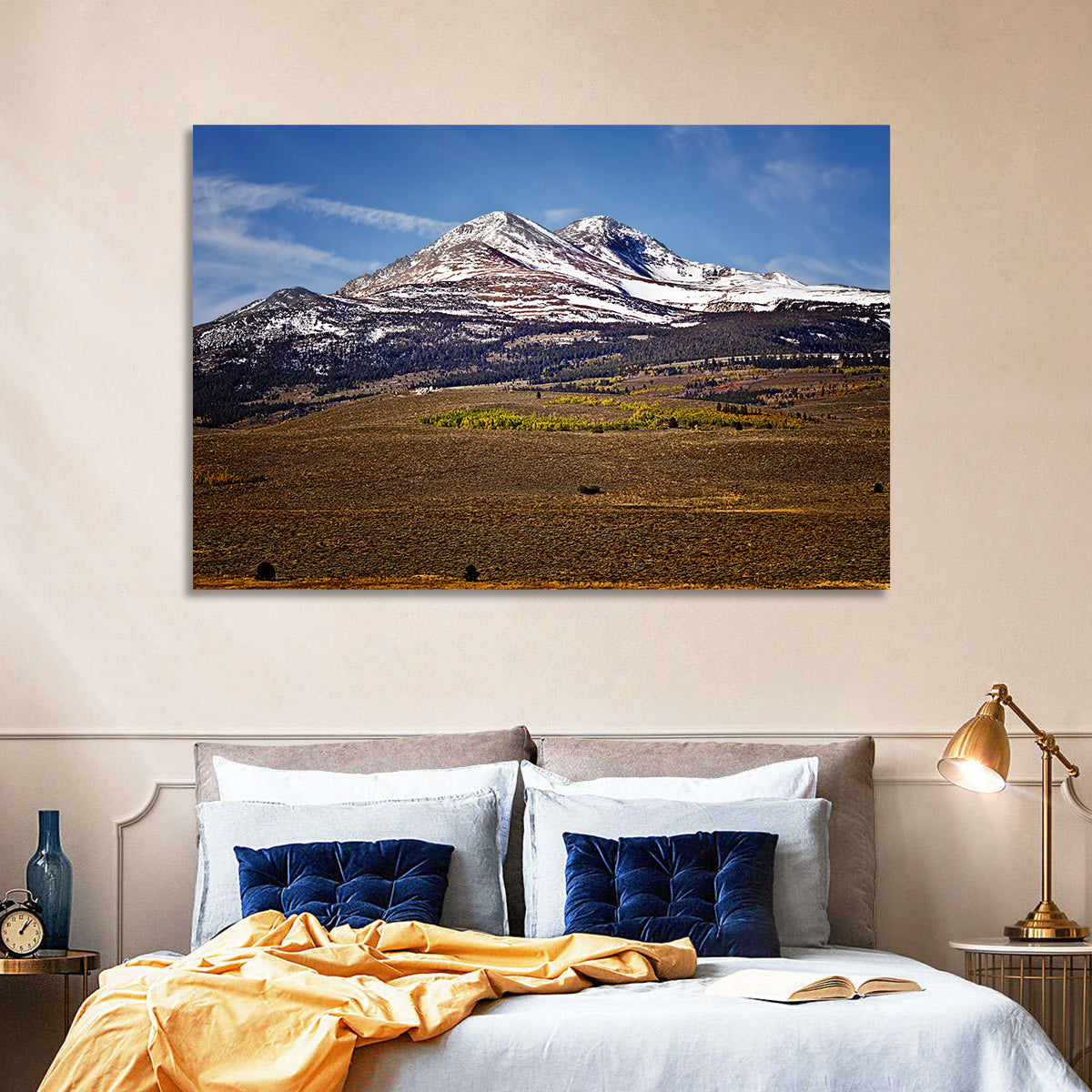 Sierra Nevada Snow Capped Peaks Wall Art in a room, landscape