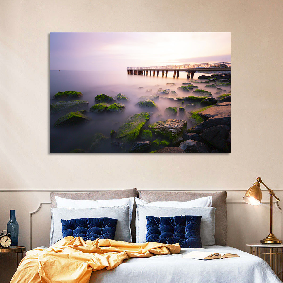 Florya Beach Pier at Lavender Dusk Wall Art