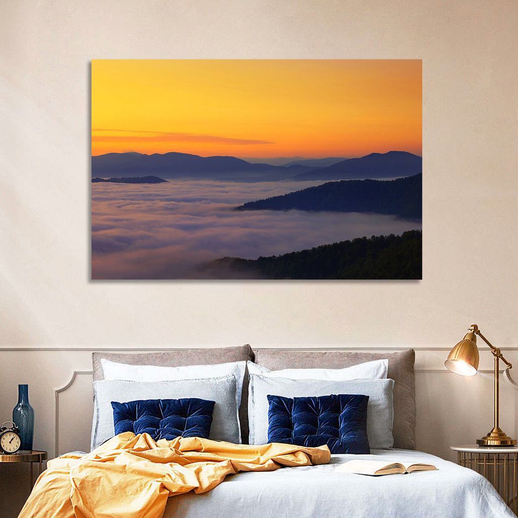 Cloud Sea Over Mountains at Golden Dawn Wall Art