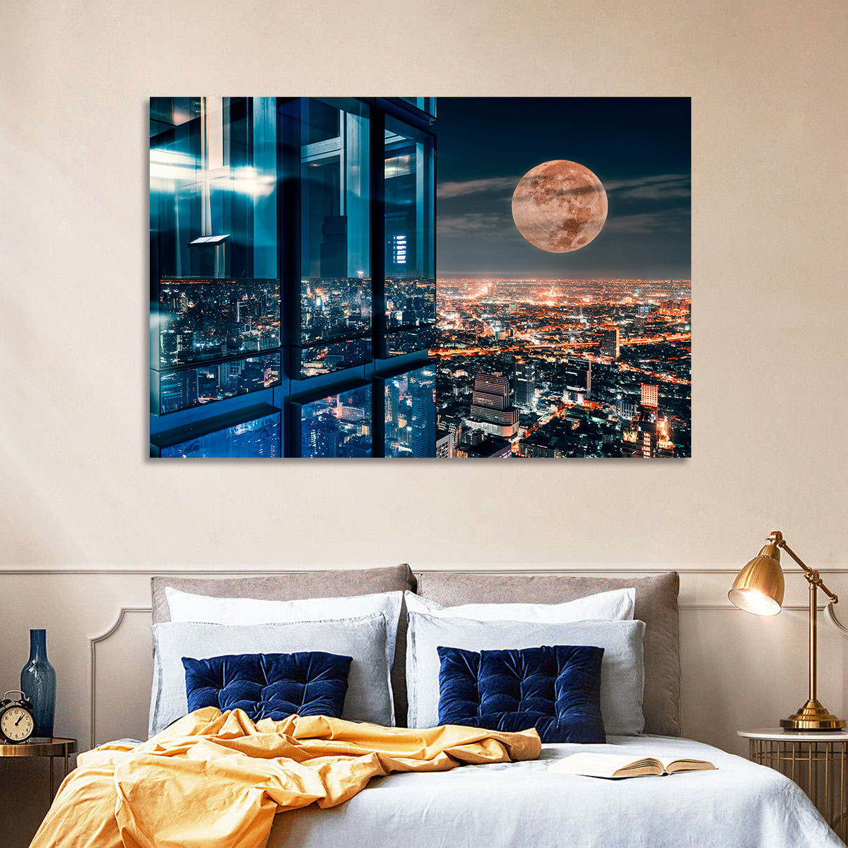 Bangkok Moonlit Skyline Wall Art