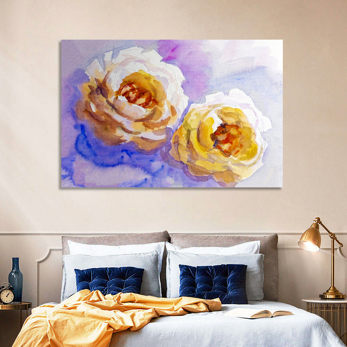 Diagonal Rose Pair Study Wall Art