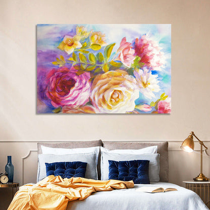 Painterly Peonies and Rose Bouquet Wall Art