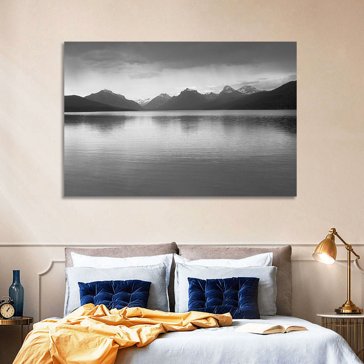 Lake Mcdonald Monochrome Reflection Wall Art