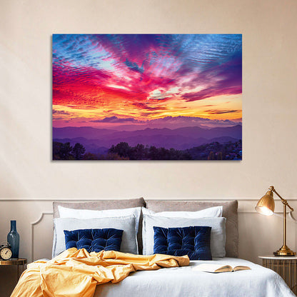 Golden Dusk Cloud Mountains Wall Art