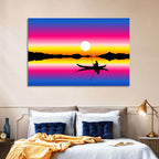 Fisherman Silhouette at Sunset Wall Art