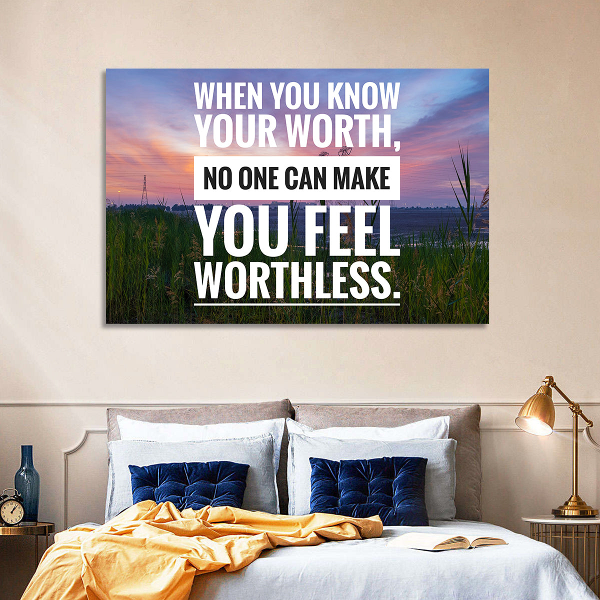When You Know Your Worth, Golden Hour Wall Art in a room, landscape