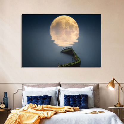 Moonlit Shipwreck Reflection Wall Art