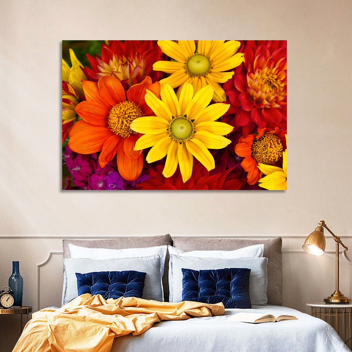 Fresh Autumn Flowers Wall Art in a room, landscape