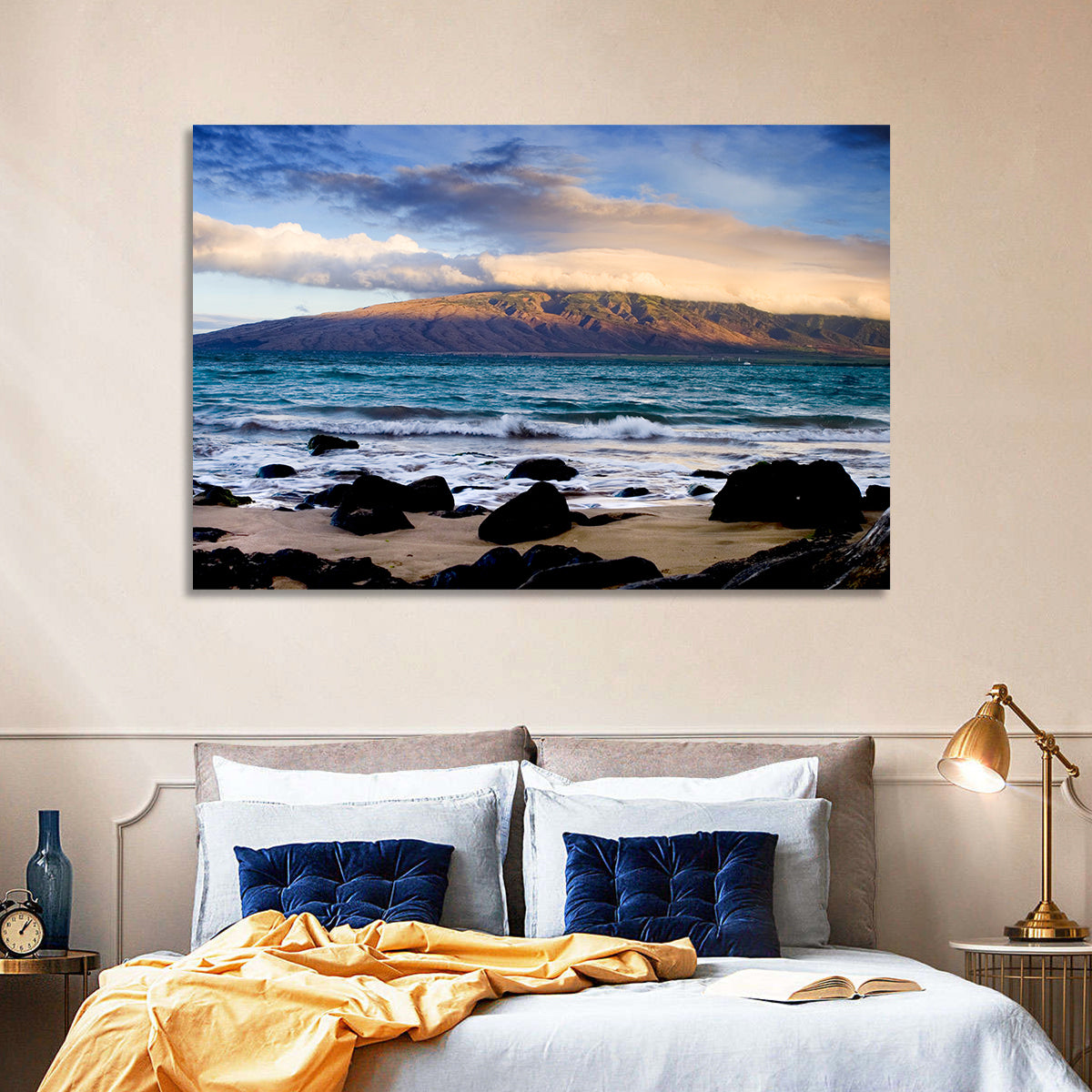 Kihei Golden Coastline Wall Art in a room, landscape