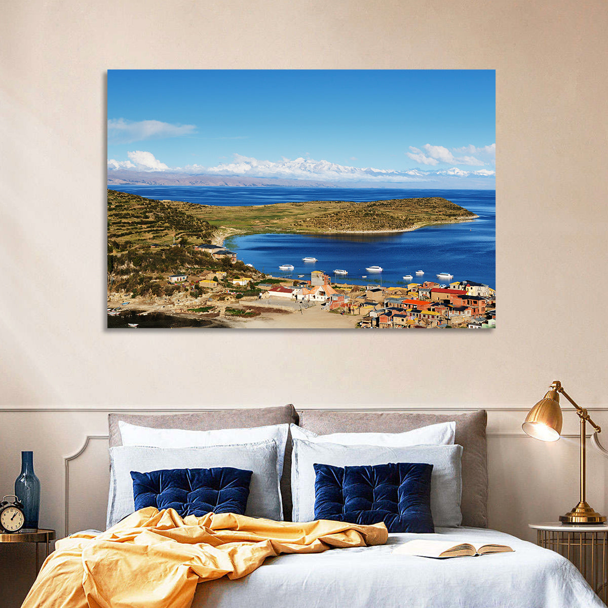 Isla Del Sol Village on Lake Titicaca Wall Art in a room, landscape