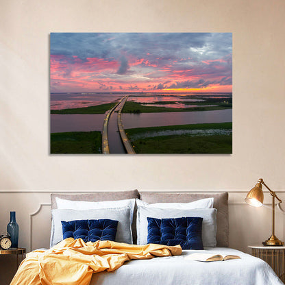 Mobile Bay Causeway at Dusk Wall Art