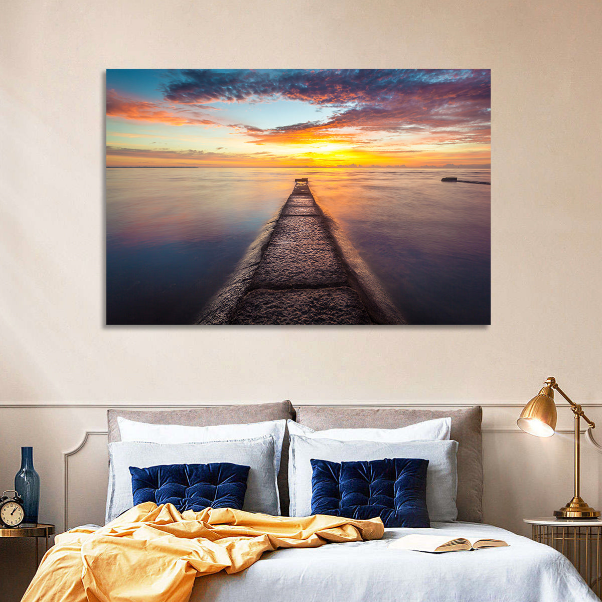 Stone Pier to Glowing Horizon Wall Art