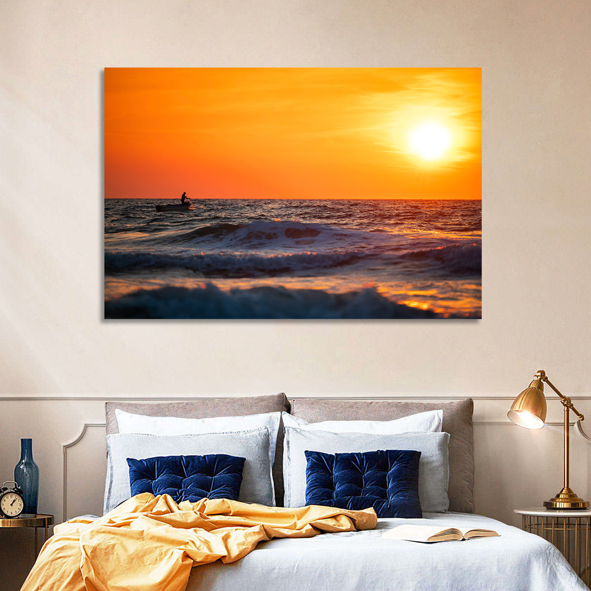 Sunset Fisherman Wall Art