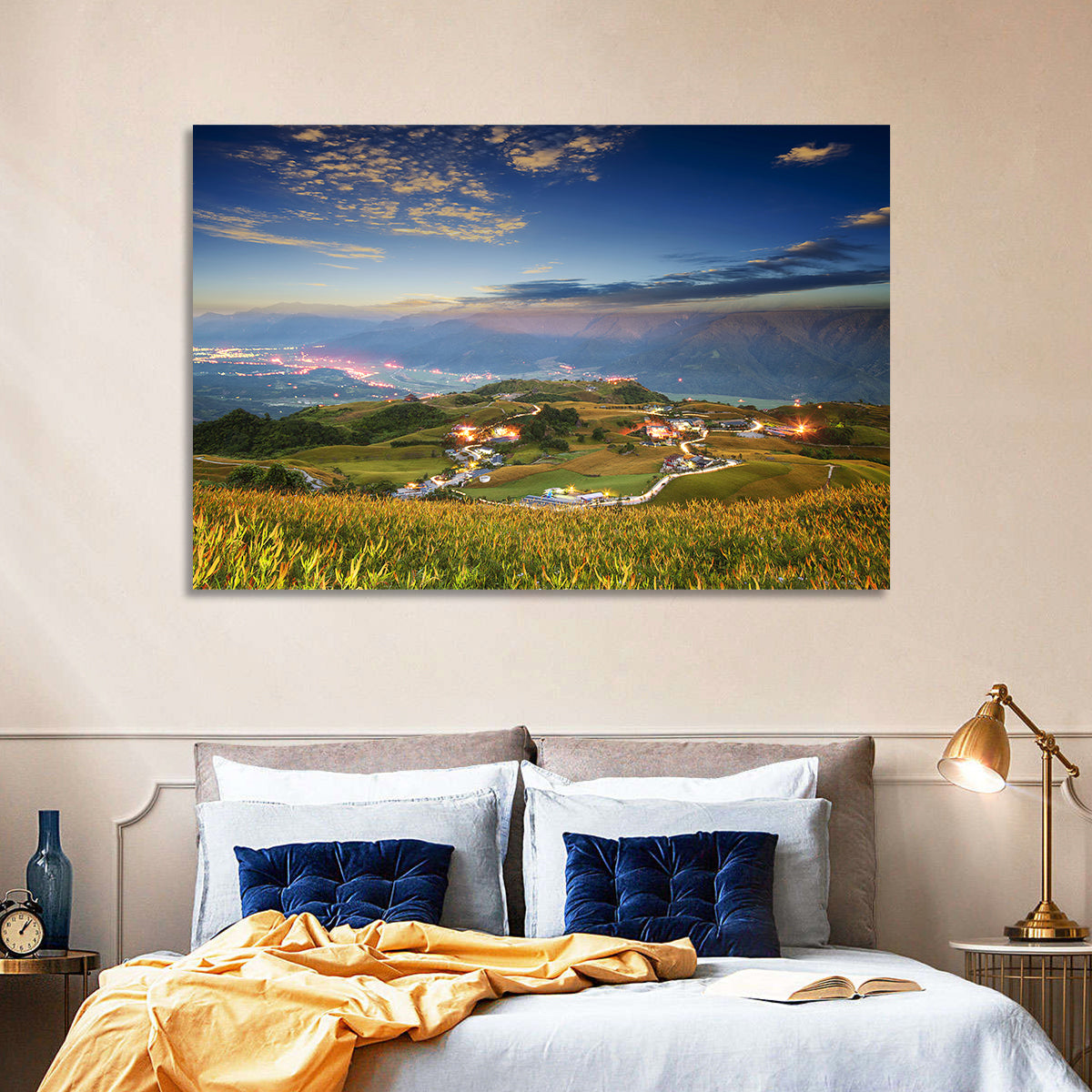 Sixty Stone Mountain Nightscape Wall Art in a room, landscape