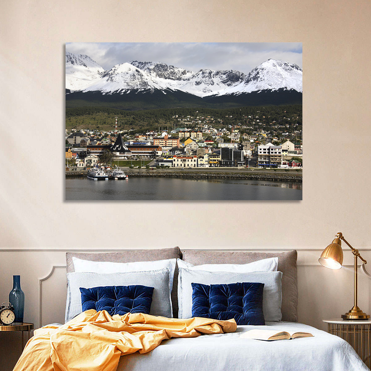 Ushuaia Harbor and Snowcapped Mountains Wall Art