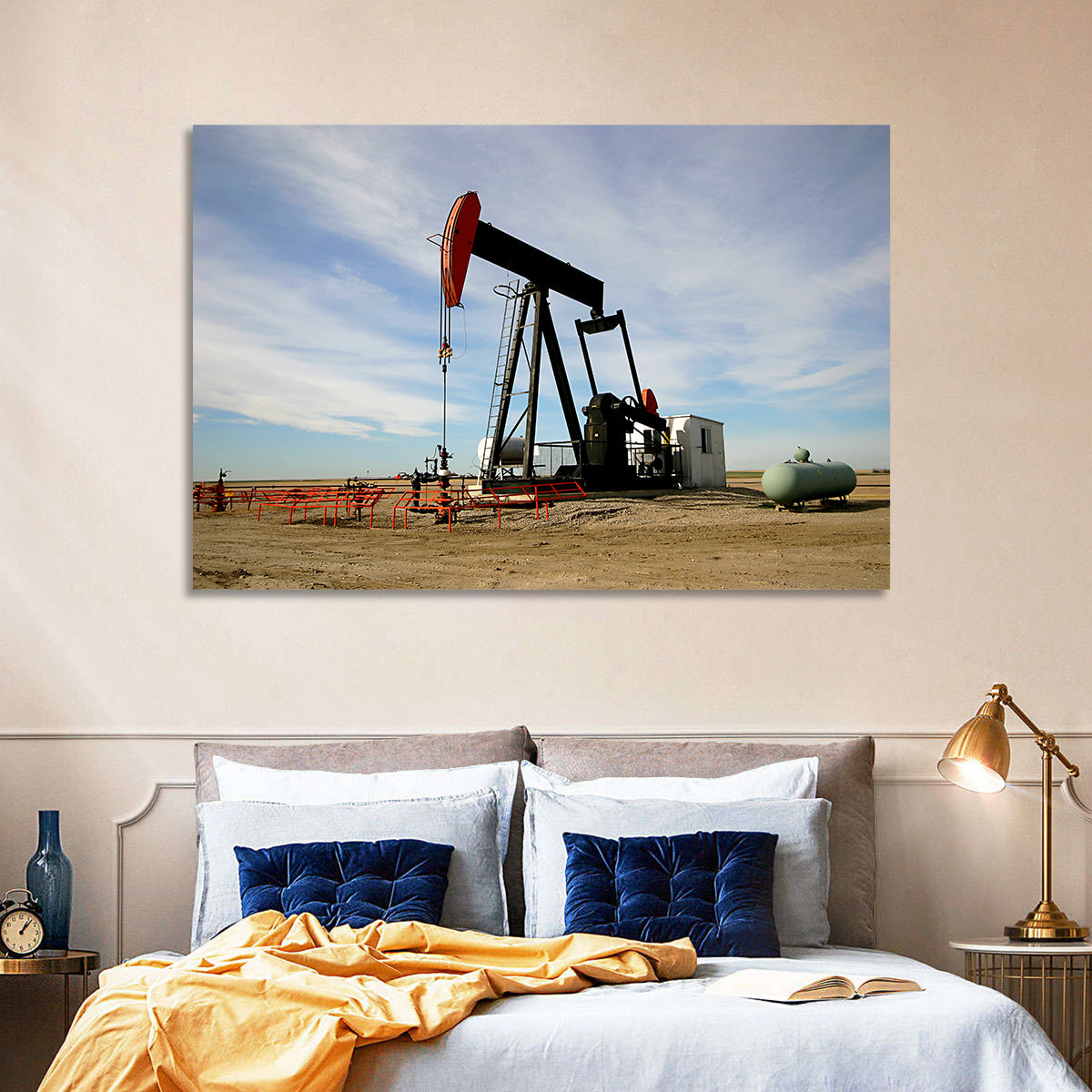 Pump Jack with Storage Tank Wall Art in a room, landscape