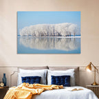 Frost Covered Lakeside Trees Wall Art