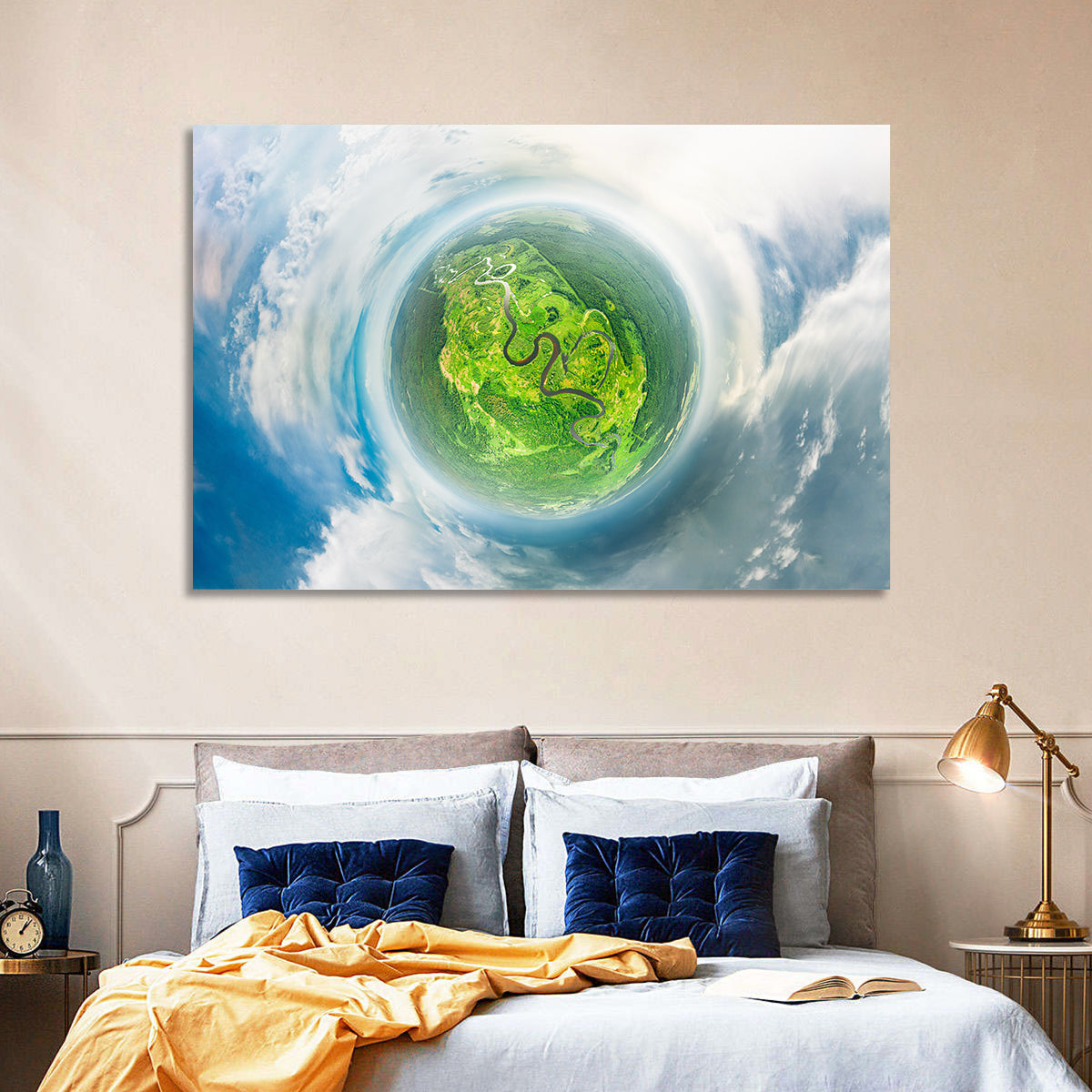 Spherical Forest from Space Wall Art in a room, landscape