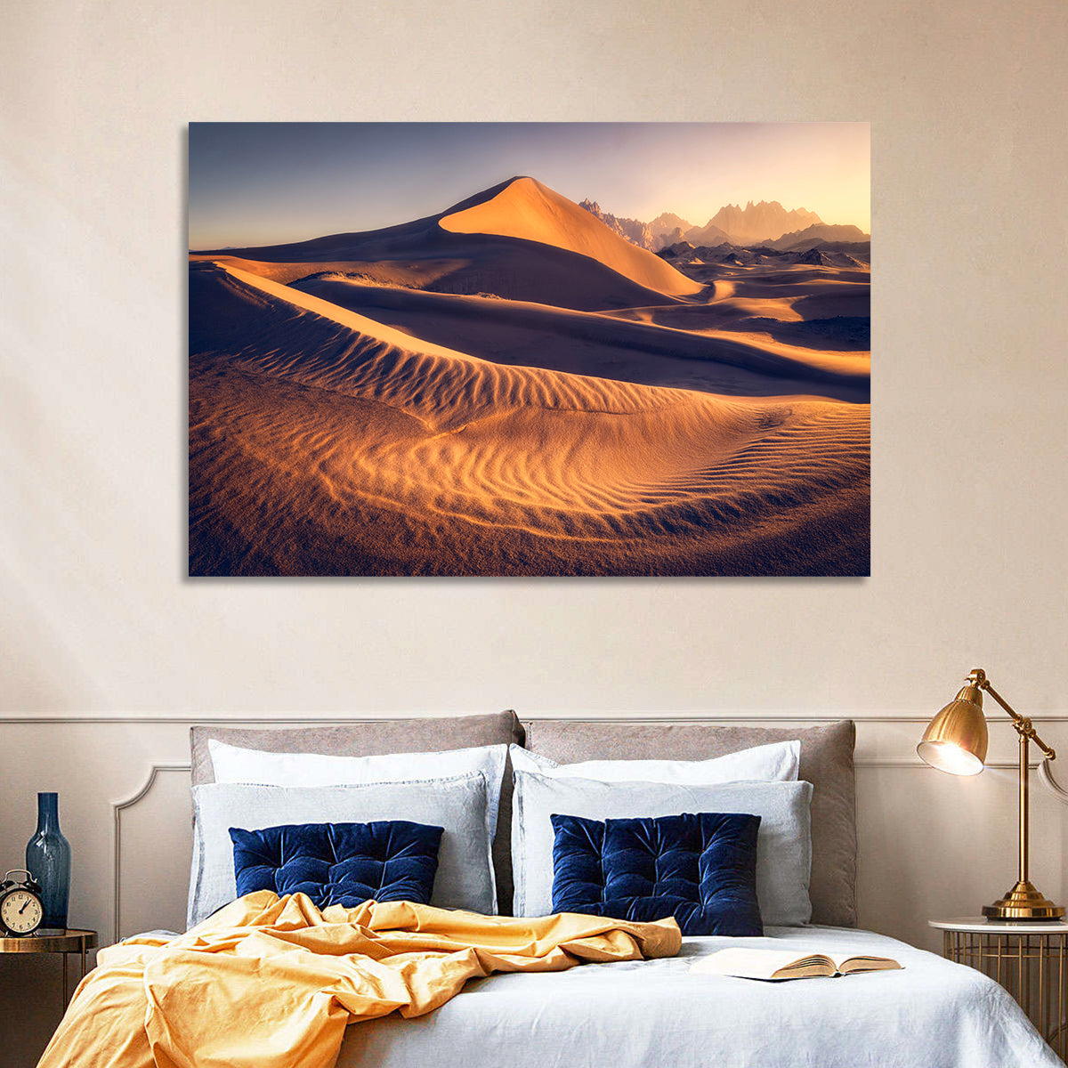 Tabuk Golden Hour Dunes Wall Art in a room, landscape
