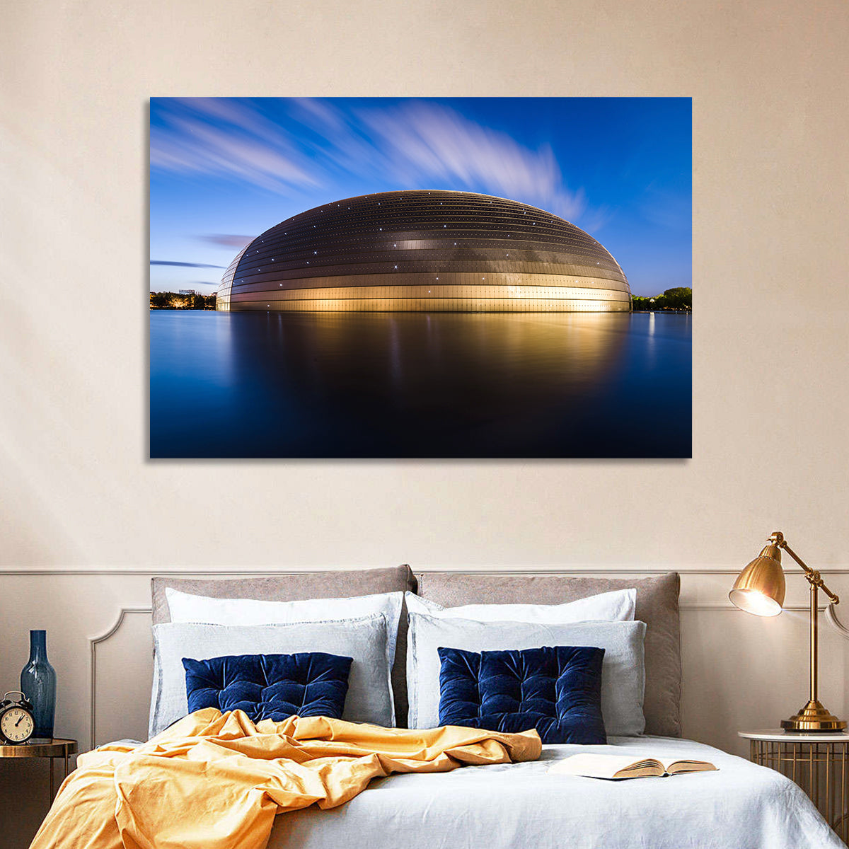 Beijing Giant Egg Dome Wall Art in a room, landscape