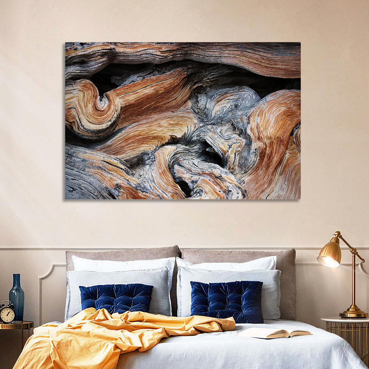 Juniper Wood Texture Wall Art in a room, landscape