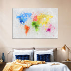 Vibrant Watercolor World Map Wall Art
