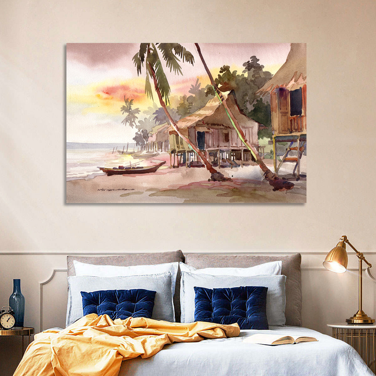 Malaysian Coastal Village at Sunset Wall Art