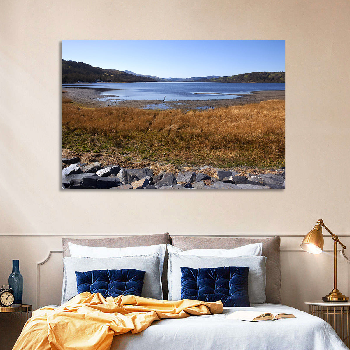 Bala Lake Shoreline Wall Art in a room, landscape