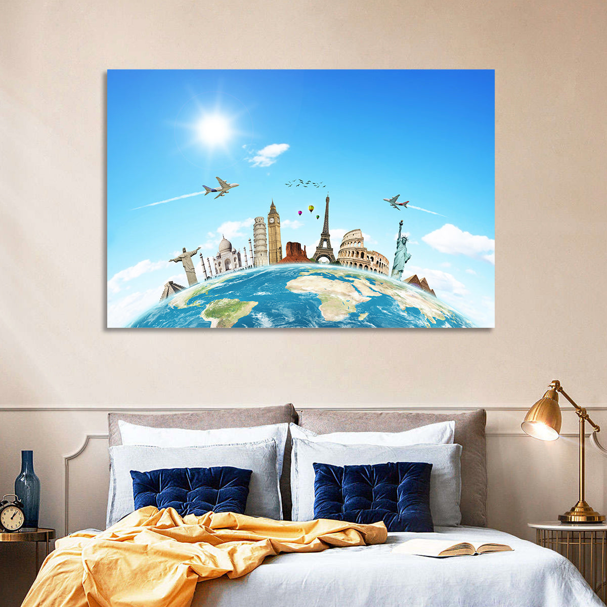 World Monuments Montage Wall Art in a room, landscape